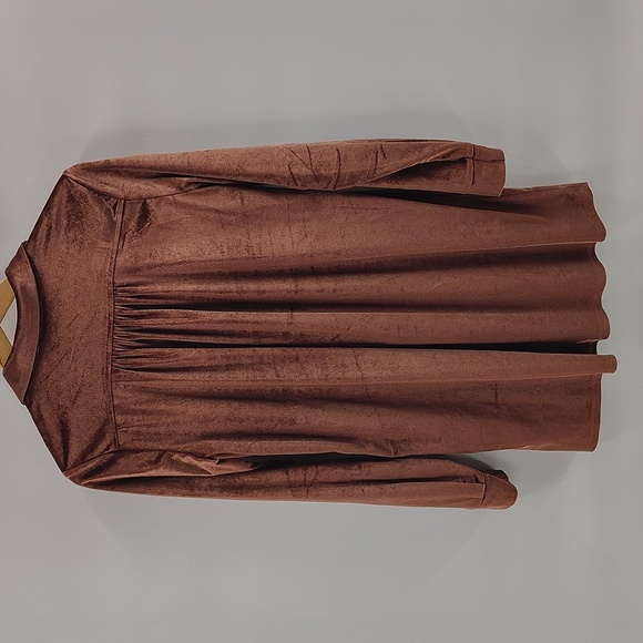 Rokoko By Dazz Size Medium Rose Color Velour Button Down Blouse Long Sleeve - Picture 6 of 6